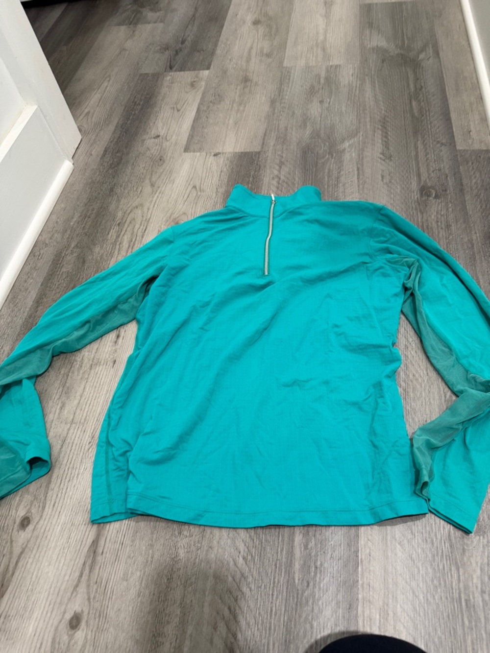 Teal Quarter-Zip Long Sleeve Top